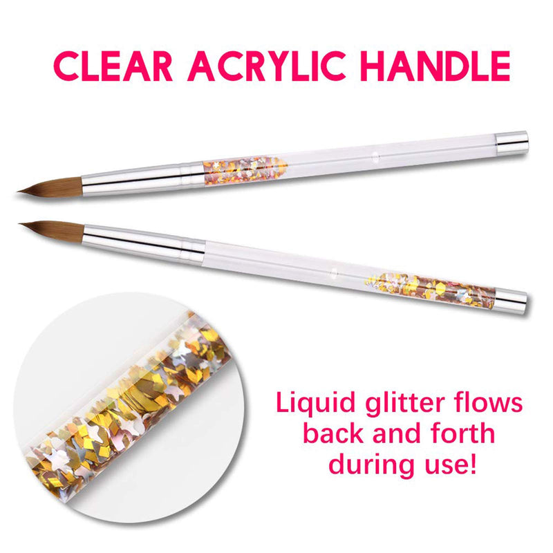 Acrylic Nail Brush, Acrylic Powder Manicure Pedicure Pure Kolinsky Sable Hair Oval Professional Nails Art Brush with Liquid Glitter Handle Size 8 Cosmetic Nail Salons DIY at Home for Girls Women - BeesActive Australia