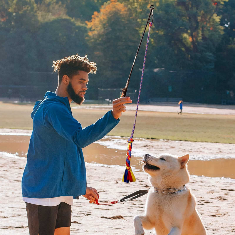 YINOR Flirt Pole for Dogs-Interactive Lures Durable Rope,Chase and Tug of war Puppy Toy，Outdoor Dog Agility Training Equipment Plush，Teaser Chew Pet Kits for Small Medium Dogs - BeesActive Australia