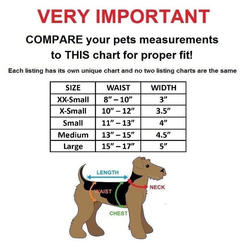 FUNNYDOGCLOTHES Pack of 3 or 9 Dog Belly Band Puppy Diapers Male Boy Belly Wrap Reusable Washable for Small Dog Breeds M: Waist 13" - 15" Pack of 3 - Teal Trim - BeesActive Australia