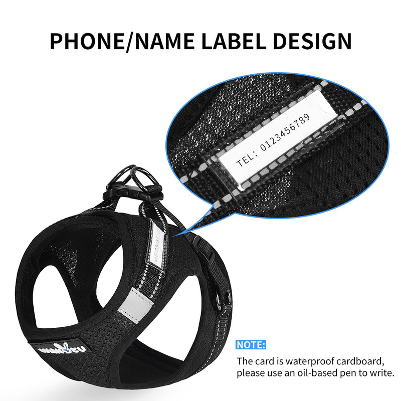 Wakytu Breathable Dog Harness Set with Phone Label, Step-in Adjustable Cat Vest Harness with Leash and Dog Poop Bag Holder, Reflective Dog Vest Harness, Pet Harness for Small Cats up to Large Dogs XS (Chest: 8.5 - 10.5" * Only Kitten) 1.0 Black-No Pull - BeesActive Australia