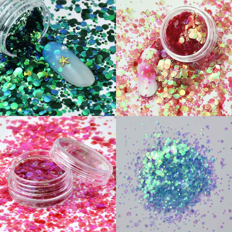 Sethexy 12 Colors Mermaid Sequins Holographic Glitter Superfine Paillettes Charms Iridescent Nail Decoration For Nails Art - BeesActive Australia