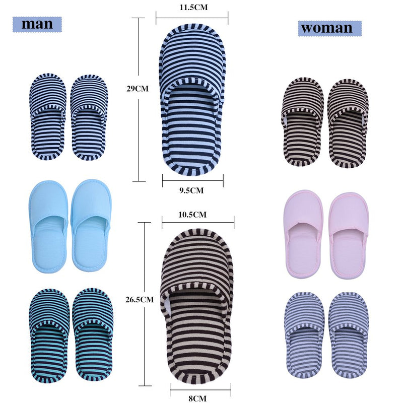 Wbestexercises Foldable Travel Indoor Bedroom Slippers,Soft Cotton Anti-Slip Slippers,SPA Slippers/House Slippers/Guest Slippers for Family,Hotel,Portable,Not Disposable,for Men and Women Man-blue Stripes - BeesActive Australia