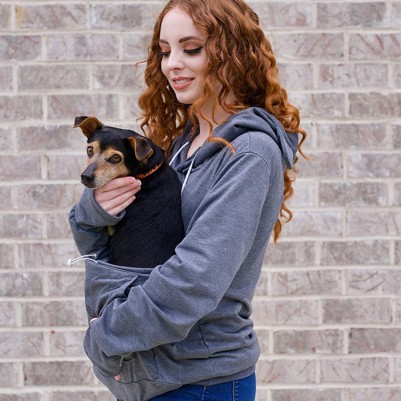 Kei Tomlison Unisex Big Pouch Hoodie Long Sleeve Pet Cat Dog Holder Carrier Sweatshirt Dark Gray X-Large - BeesActive Australia