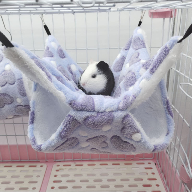 2 Pieces Guinea Pig Rat Hammock, Bunkbed Guinea Pet Small Animal Hanging Hammock Hamster Ferret Cage Accessories Toys Bed for Small Animals Chinchilla Parrot Ferret Squirrel Sugar Glider Playing… Purple + Coffee Hearts - BeesActive Australia