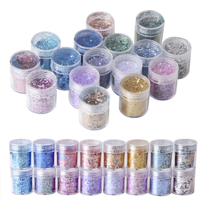 Unime Body Glitter 16 Colors Chunky Glitter for Body Face Hair Make Up Nail Art Mixed Color Glitter - BeesActive Australia