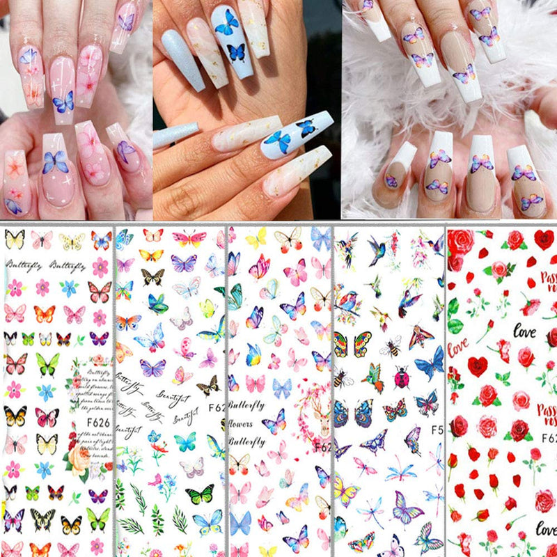 3D Butterfly Nail Art Stickers Nail Decals for Nails Decoration Designs(450 Nail Wraps) - BeesActive Australia