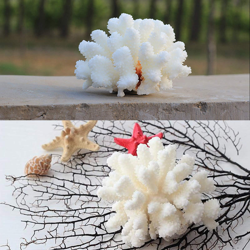 Pack of 2 Artificial Coral Ornament, Aquarium Resin Coral Decor Underwater Sea Plants Fish Tank Decoration Aquarium Plants White - BeesActive Australia