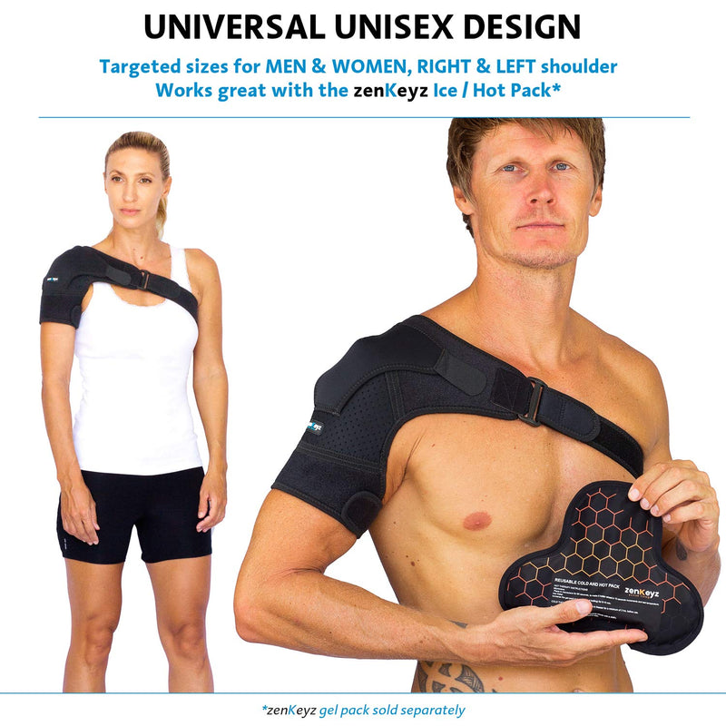 Shoulder Brace for Men Women - for Torn Rotator Cuff Support,Tendonitis, Dislocation, Bursitis, Neoprene Oversize Shoulder Compression Sleeve Wrap by ZENKEYZ (Black, 2XL) 2X-Large (Pack of 1) Black - BeesActive Australia