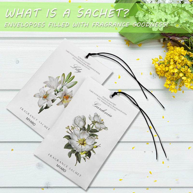 MYARO 12 Packs Gardenia Scented Sachets for Drawer and Closet, Long-Lasting Home Fragrance Sachet for Lover - BeesActive Australia