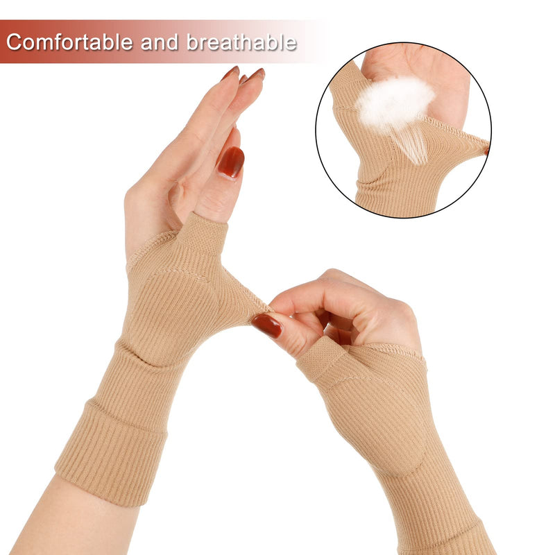 Dacitiery 2 Pairs Gel Hand Wrist Support Brace Thumb Injury Pads,Wrist and Thumb Support for Arthritis, Joint Pain, Compression Gloves for Sports Daily Wear Pain Relief Tendonitis(Black+Beige) Black+beige - BeesActive Australia