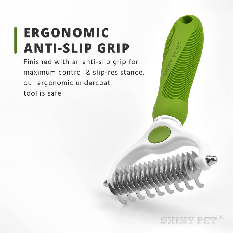 Undercoat Rake for Dogs & Cats - Double Sided Comb for Detangling and Removing Knots - 2 Sided Dematting Tool - Deshedding Brush for Grooming Pets with Long Hair Prone to Matting - Ebook Guide - BeesActive Australia