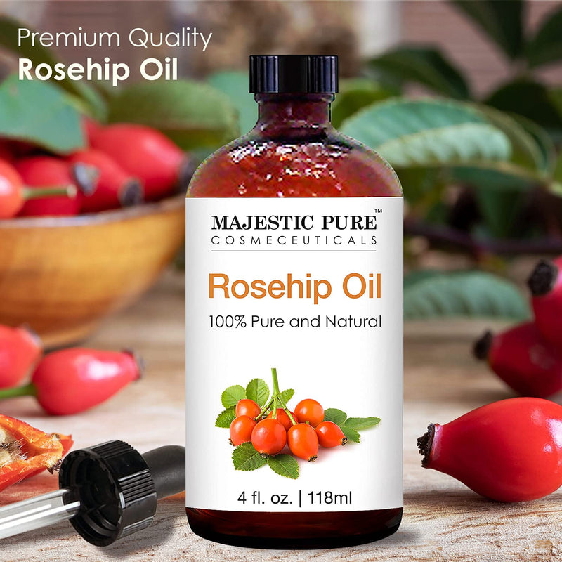 Majestic Pure Rosehip Oil for Face, Nails, Hair and Skin, Pure & Natural, Cold Pressed Premium Rose Hip Seed Oil, 4 oz - BeesActive Australia