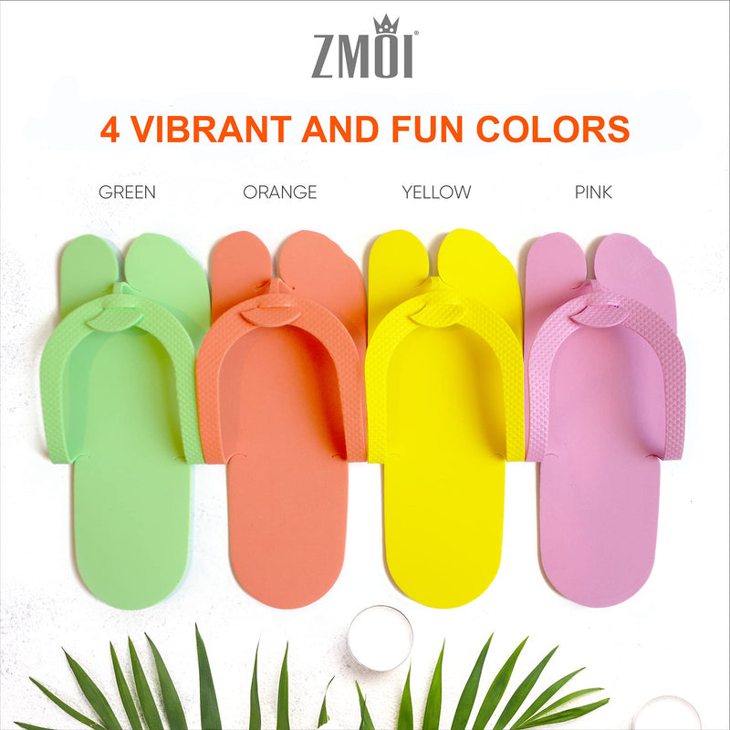 Pedicure Slippers – EVA Foam 12 Pairs – One Size Fits All Disposable Anti-Slip Flip Flops for Pedicure – Comfortable and Safe – 4 Fun Colors – Ideal for Spa, Nail Salon - BeesActive Australia