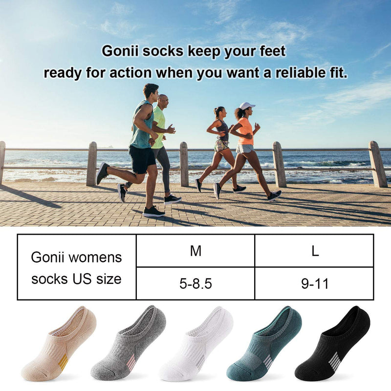 Gonii Womens No Show Socks Athletic Ankle Socks Cushioned Running Low Cut 5-8 Pairs 5 Pairs White 8-10 - BeesActive Australia