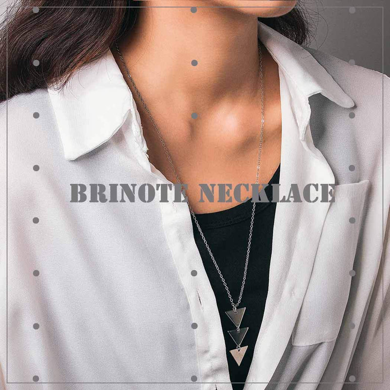 Brinote Triangle Necklace Chain Fashion Silver Geometric Sweater Necklaces Jewelry for Women and Girls (Silver) - BeesActive Australia