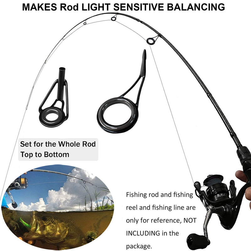 THKFISH Rod Repair Kit Rod Tip Repair Kit Ceramics Tips Stainless Steel Carbon Spinning Rod Guides Fishing Rod Repair Kit 35pcs / 75pcs / 40pcs A-Black- Frame 35pcs - BeesActive Australia