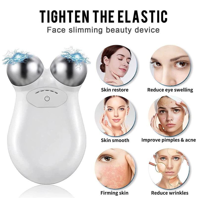2023 New Microcurrent Face Device Roller,Lift The face and Tighten The Skin USB Mini microcurrent face Lift Skin for Facial Wrinkle Remover Toning Device(White) - BeesActive Australia