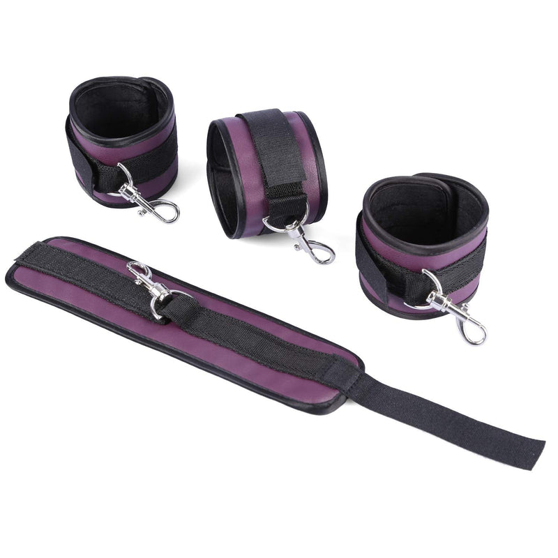 Purple PU Ankle Strap Fitness Wrist Cuff with D Ring Exercises Belt Gym Strap - BeesActive Australia