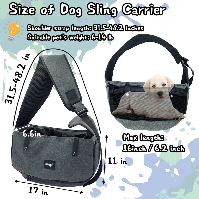 NATUYA Dog Sling Carrier Puppy Carrier Openable Breathable Mesh Hands-Free Small Dog Carry Travel Bag with Adjustable Padded Strap Pocket Large Space Pet Carrier for Outdoor Hiking Dark Grey For Pet 6-15 lb - BeesActive Australia