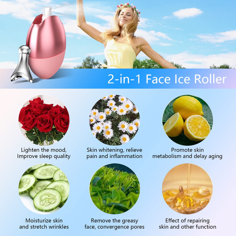 U-Shinein 2-in-1 Ice Face Roller, Upgrated Ice Roller and Face Spray, Ice Roller for Eyes Neck Facial Skin Repairs Reusable Face Massage Tool for Face Beauty Facial Beauty Ice Roller (Pink) Pink - BeesActive Australia