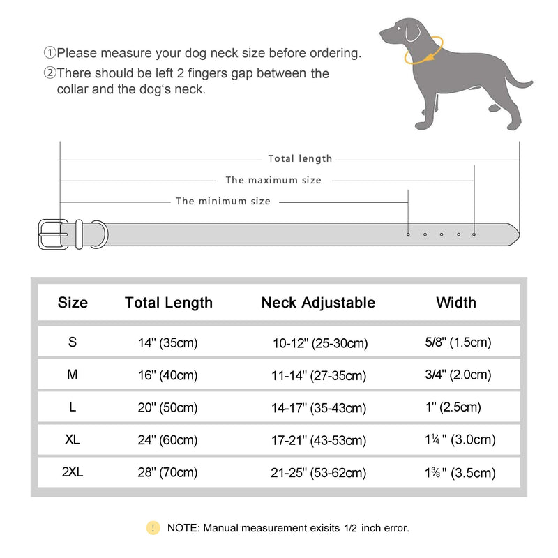 Didog Soft Padded Leather Dog Collar, Breathable Heavy Duty Dog Collar Leather with Adjustable Rust-Proof Metal Buckle for Small Medium Large Dogs L: Total length 20", Fit 14-17"Neck Blue - BeesActive Australia
