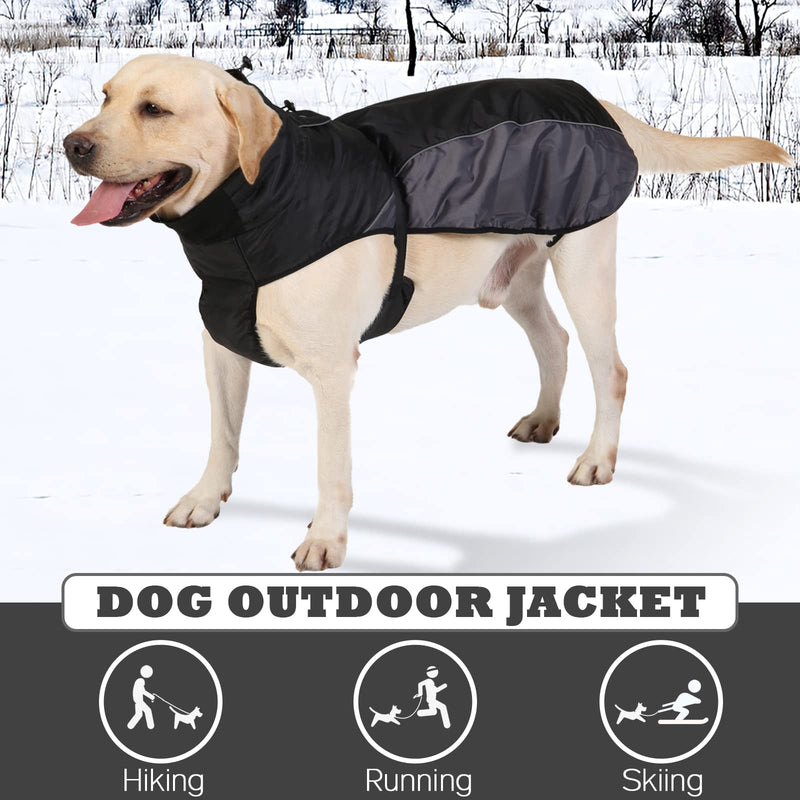 Warm Dog Coat Waterproof Winter Jacket for Medium and Large Dogs, Reflective Thick Dog Coat with Harness Hole,Adjustable Pet Apparel 6X-Large Black+grey - BeesActive Australia