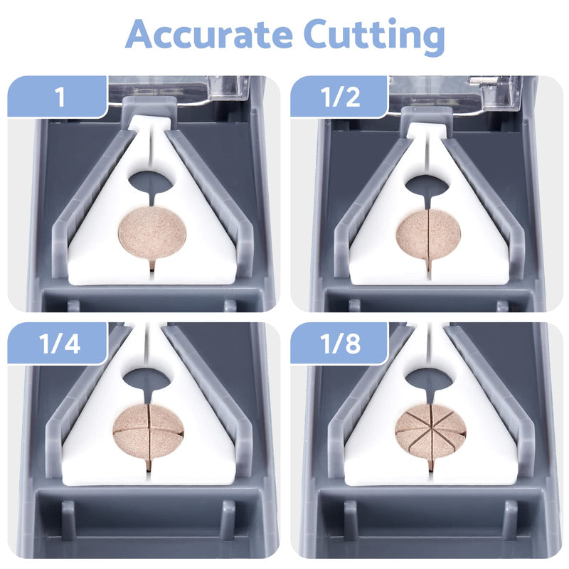 Fullicon Pill Cutter for Small Pills with V-Shape Holder, Pill Splitter with Blade for All Shapes, Tablet Cutter for Small Tablets, Pill Cutters for Tablets, Pet Pill Splitter with Two Large Boxes Grey - BeesActive Australia