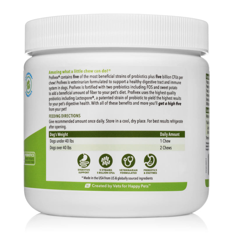 Profivex Probiotics for Dogs Soft Chews Daily Chewable Pet Digestive Treats All-Natural 5 Strain Dog Probiotics with Prebiotics & Added Fiber from Sweet Potato - by Vetnique Labs 60ct - BeesActive Australia