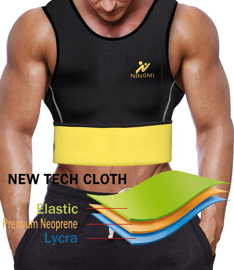 NINGMI Sweat Vest for Men Neoprene Waist Trainer Tank Weighted Vest Waist Trimmer Sauna Suit Running Vest 6X-Large Black8036 - BeesActive Australia