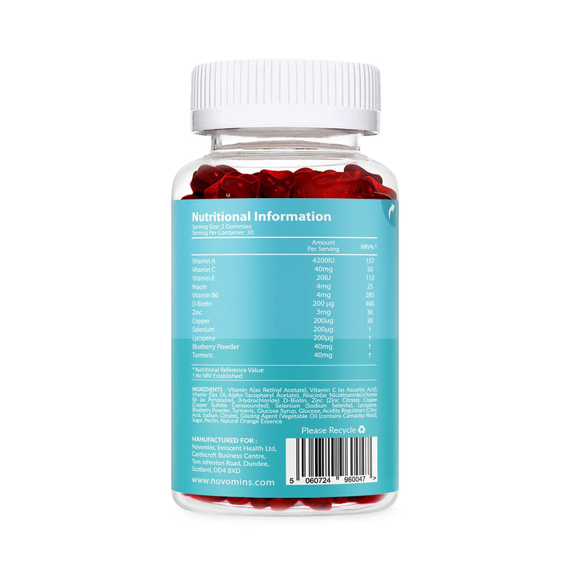 Hair Gummies for Hair Growth - Chewable Hair Vitamins - Biotin - Vegan - Skin Hair Nail Vitamins for Women & Men by Novomins - BeesActive Australia