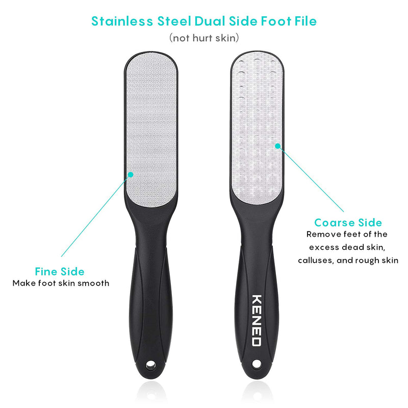 Foot Scrubber Pedicure Tools Rasp - 5 PCS KENED Foot File Callus Remover For Feet To Remove Hard Skin - 2 X Stainless Steel Black, 3 X Plastic White Black+White - BeesActive Australia