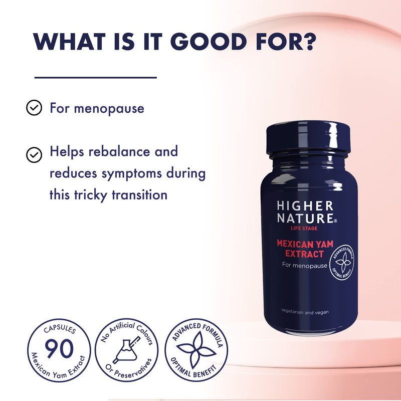 Higher Nature - Mexican Yam Extract - for Menopause - Vegetarian & Vegan - 90 Capsules - BeesActive Australia
