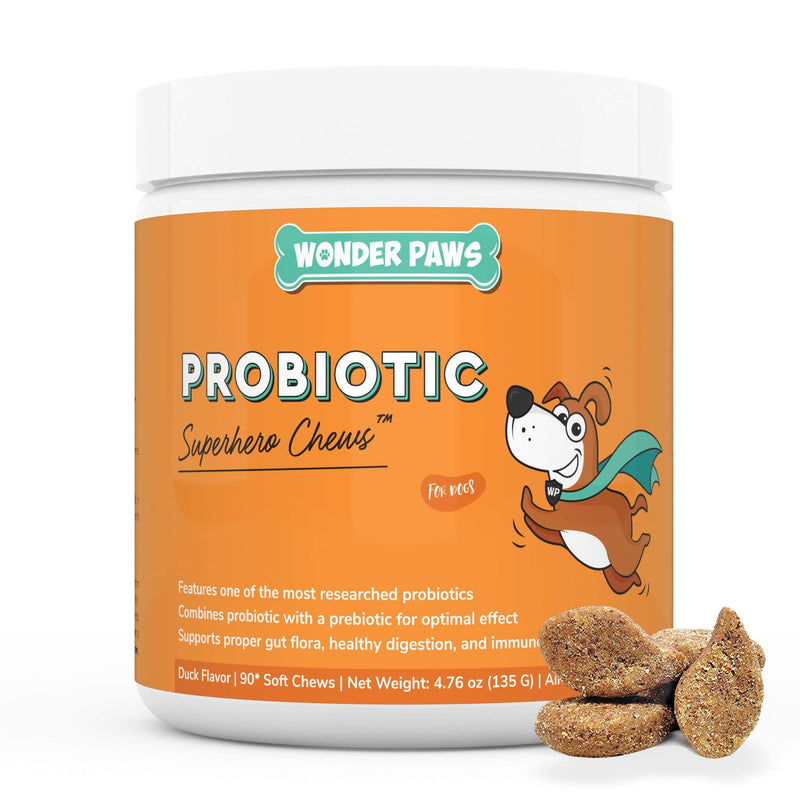 Wonder Paws Probiotics for Dogs – Daily Probiotic Supports Gut Health, Digestion, Gas, Bloating, Constipation, Stomach Relief & Immune Support - With Natural Probiotic & Prebiotic – 90 Probiotic Chews - BeesActive Australia