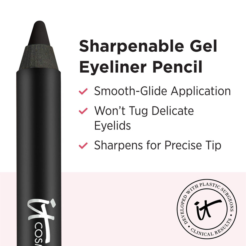 IT Cosmetics Superhero No-Tug Gel Eyeliner, Super Black - Intense Ultra-Black - Waterproof, Blendable Formula - Sharpenable Pencil - 0.042 oz Super Black (Intense Ultra - BeesActive Australia