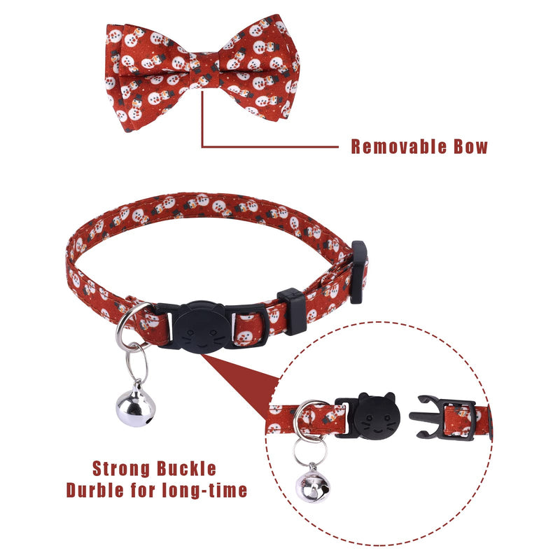 LUTER 2pcs Christmas Cat Collar with Bells and Bow Tie, Adjustable Cat Collar Breakaway Cute Christmas Themed Kitten Collar for Female and Male Cats Puppy - BeesActive Australia