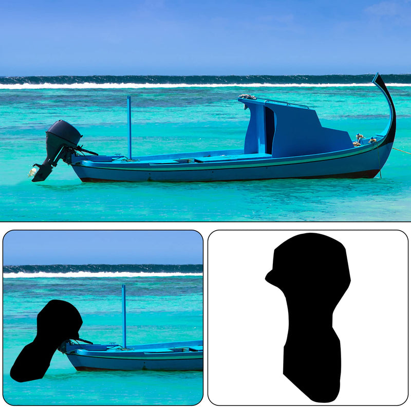 Outboard Motor Cover Boat Motor Cover with 600D Heavy Duty Oxford Fabric Extra Double PU Coating, Outboard Motor Engine Cover Waterproof Fit for Motor 60-90 HP Black - BeesActive Australia