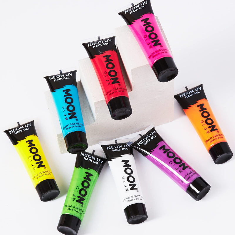 Moon Glow Neon Hair Gel - 20ml UV Hair Dye - Temporary Wash Out Hair Colour Dye - Set of 8 - BeesActive Australia