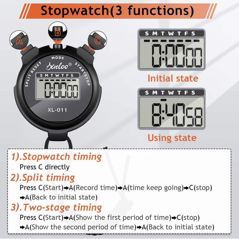 Weewooday 12 Pack Stopwatch Timer for Sports Electronic Digital Stop Watch Interval Timer with Large Display Suitable for Sports and Fitness Black - BeesActive Australia