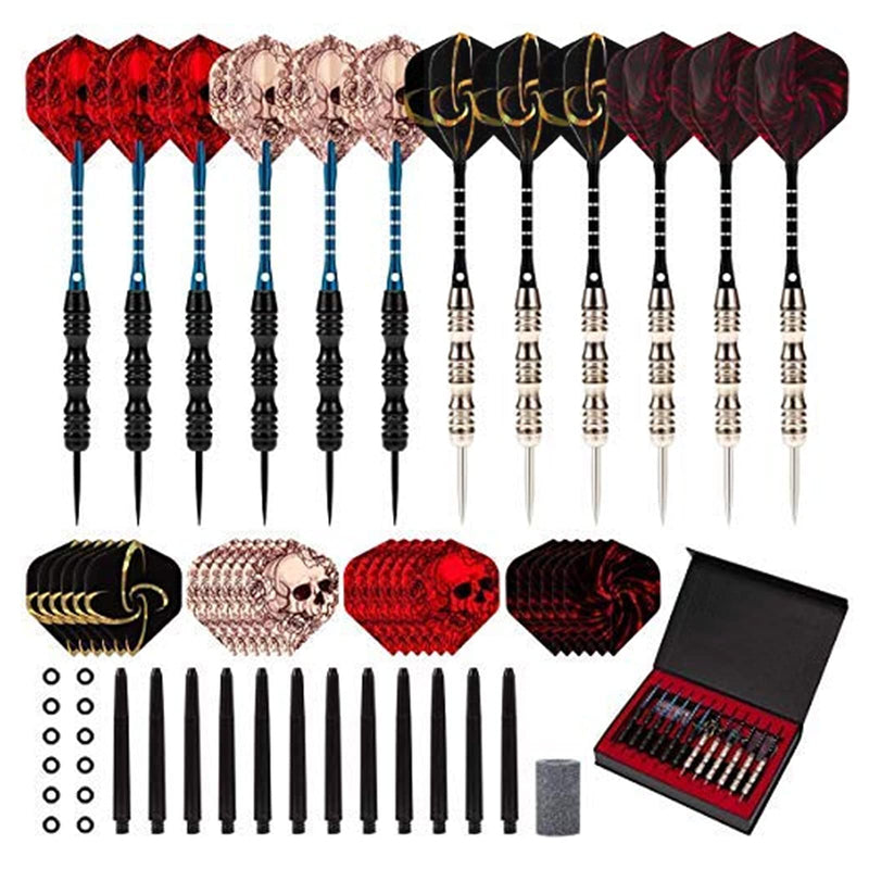 WINSDART Steel Tip Darts Set, 12 Pack Professional Metal Darts for Dartboard with Nonslip Dart Shafts, 2 Style Flights, Darts Sharpener and Gift Case shape2 - BeesActive Australia