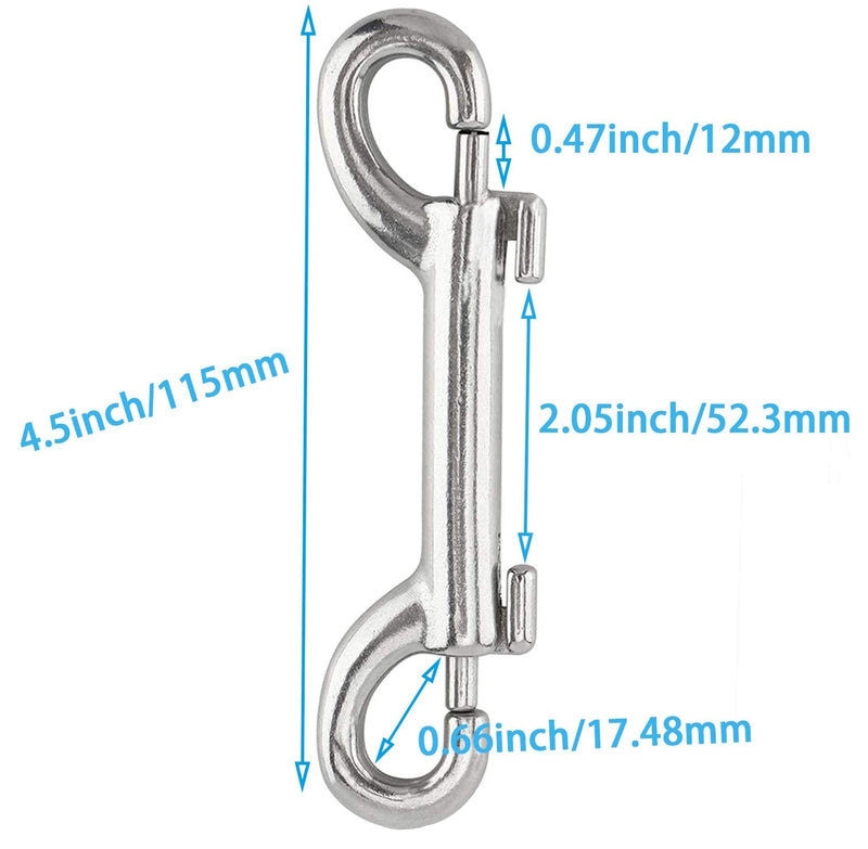 6 Pcs Marine Grade Double Ended Bolt Snap Diving Hook Clips,Scuba Trigger Clip,Large 4-1/2'' 115mm 316 Stainless Steel silver - BeesActive Australia