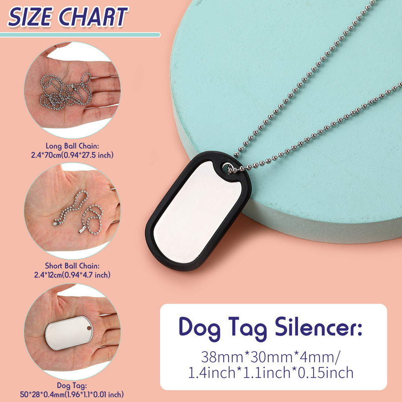 Weewooday 4 Pieces Military Dog Tag Silencer Silicone Round Rubbers Army Dog Tag Silencer Set Complete with 4 Steel Ball Chains & 4 Blank Dog Tags, Black - BeesActive Australia