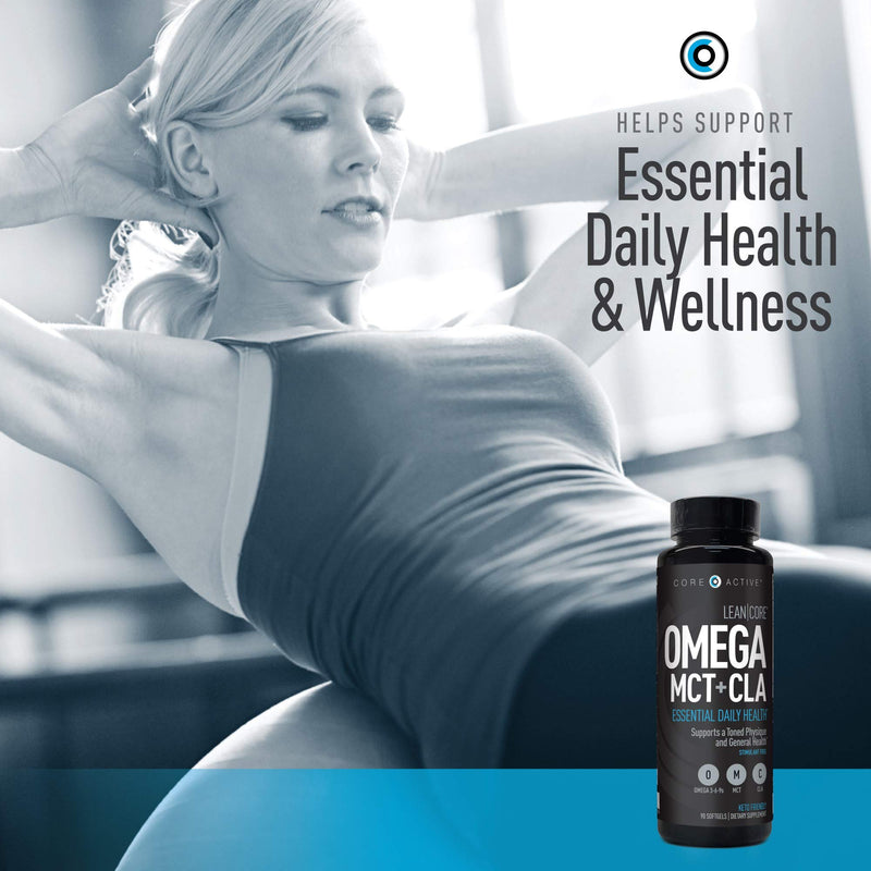 Lean CORE Omega MCT + CLA - Stimulant Free Health Formula, Lean Muscle & Toned Physique, Omega 3-6-9 Fatty Acids - Flaxseed Fish Oil- Coconut Oil- Keto Friendly 30 Day Supply (90 Softgels) - BeesActive Australia