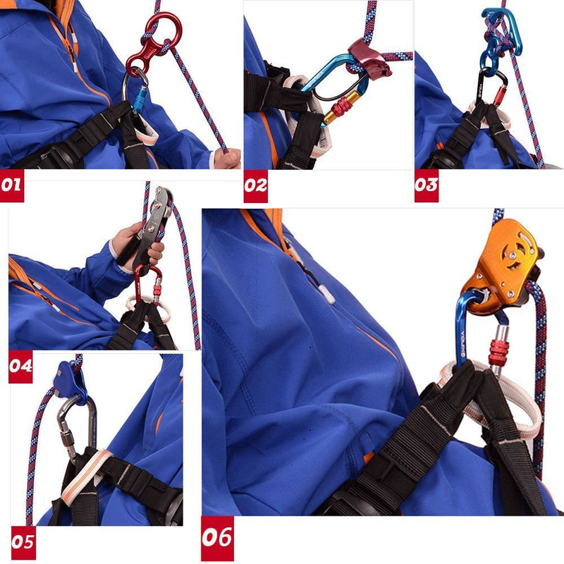 ayamaya 30KN Screwgate Locking Climbing Carabiners & Figure 8 Descender,Outdoor D-Ring Hook Rappel Device for Rappelling Belaying Rock Climbing Blue(2pcs Carabiner + 1pcs Descender) - BeesActive Australia