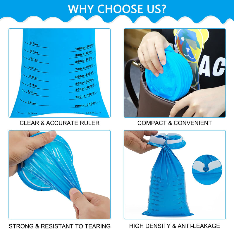 12 Pack Vomit Bags, 1000ml Disposable Emesis Bags Barf Bags with Snap, High Density Portable Aircraft & Car Sickness Bag Leakproof Nausea Bags for Travel Motion Sickness Kids Pregnant Woman Hospital Blue - BeesActive Australia