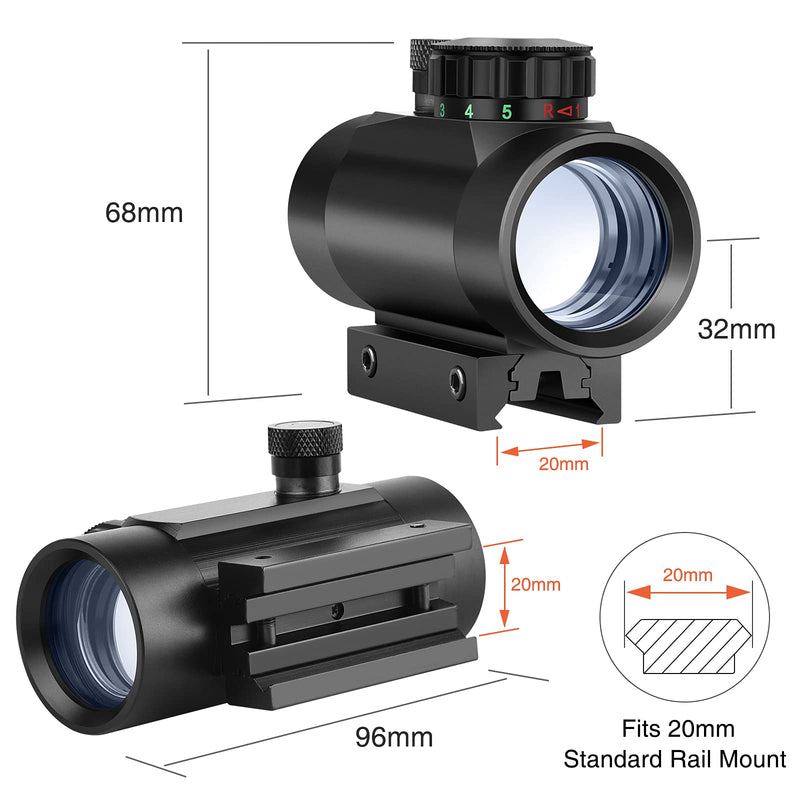 EZshoot Red Green Dot Sight Tactical Scope Reflex Sight with Lens Cap 20mm/11mm Weaver Picatinny Rail Mount - BeesActive Australia