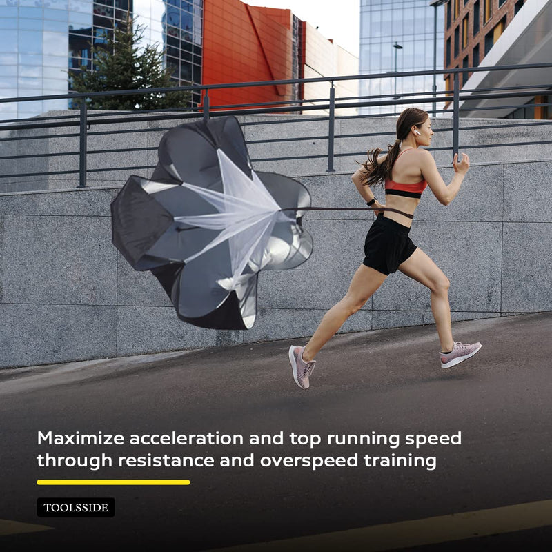 TOOLSSIDE Speed Parachute for Speed Training 48" - Running Speed Chute - Still Cool Running Speed Training for Kids Youth and Adults - Speed Chute Comes Complete with a Carrying Bag - BeesActive Australia
