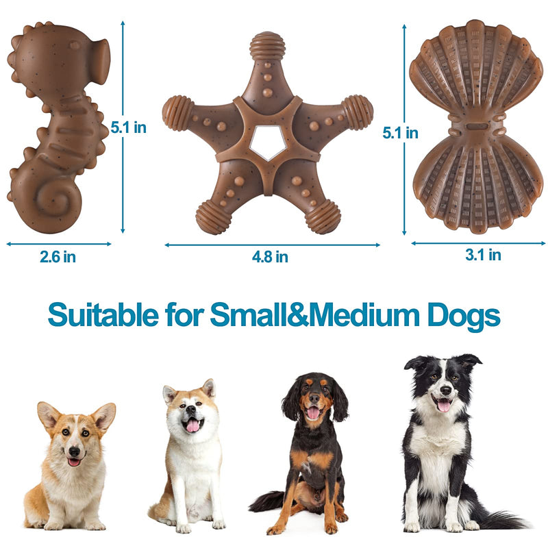 3-Pack Durable Dog Chew Toys for Aggressive Chewers Medium Small Breed, Real Beef Flavors, Tough Dog Toys for Puppy Small and Medium Dog Teeth Cleaning, Pet Toy with Durable Nylon - BeesActive Australia