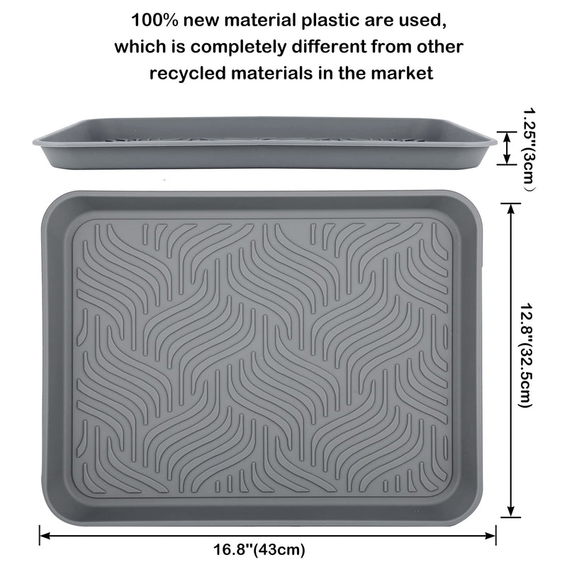 Aumket Boot Tray,Multi-Purpose 15.8" x 11.8" x 1.2" Floor Protection-Pet Bowls-Paint-Dog Bowls,Shoes, Pets, Garden - Mudroom, Entryway, Garage-Indoor and Outdoor Friendly Gray - BeesActive Australia