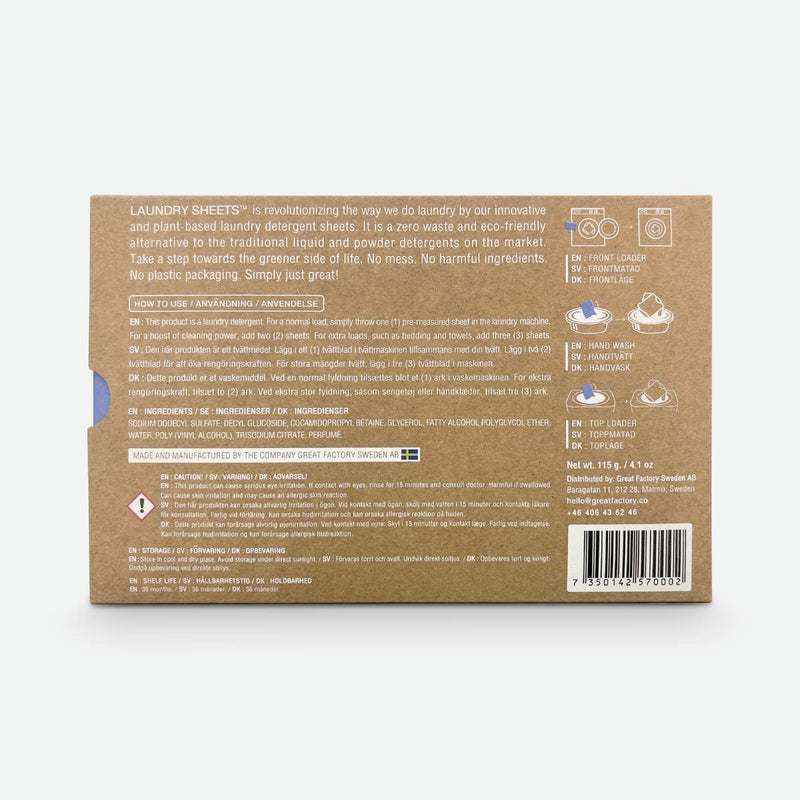 Laundry Sheets - up to 120 Loads - Made in Sweden - 60 Sheets - the Original - Laundry Detergent Sheets - Fragrance Free - no Plastic - Eco-Friendly - BeesActive Australia