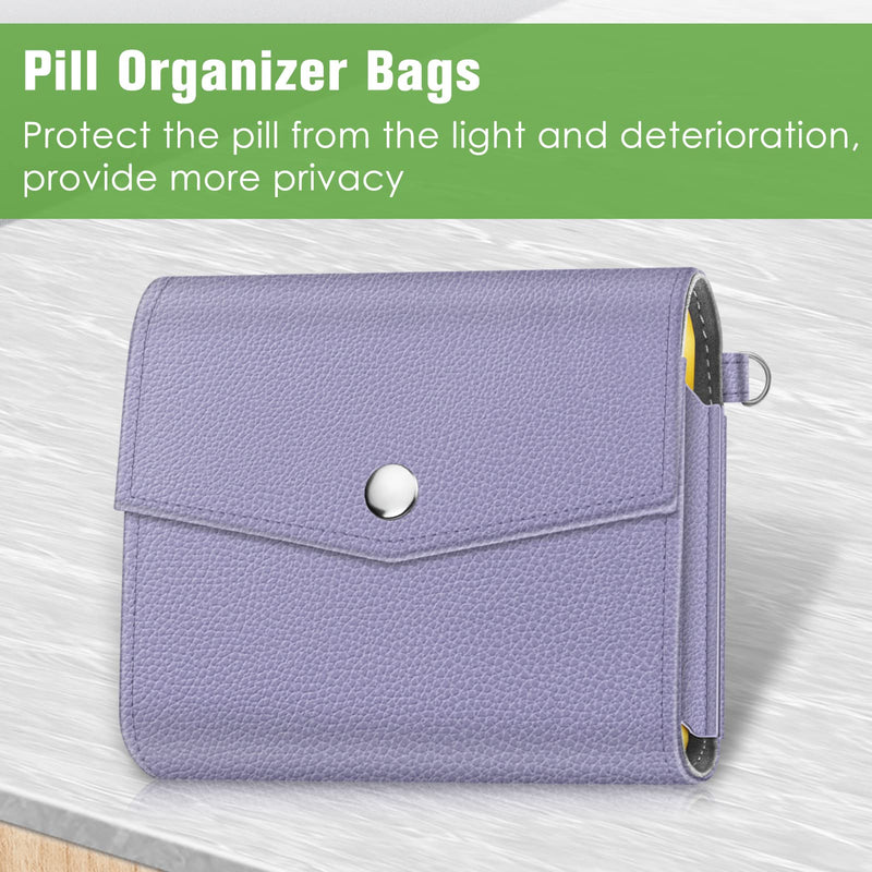 FINPAC 7 Day Pill Organisers Box 4 Times A Day with PU Leather Case, Slide Open Weekly Travel Medicine Vitamin Pill Reminder and Planner with Name Card for Morning| Afternoon| Evening| Bedtime, Lilac Purple - BeesActive Australia